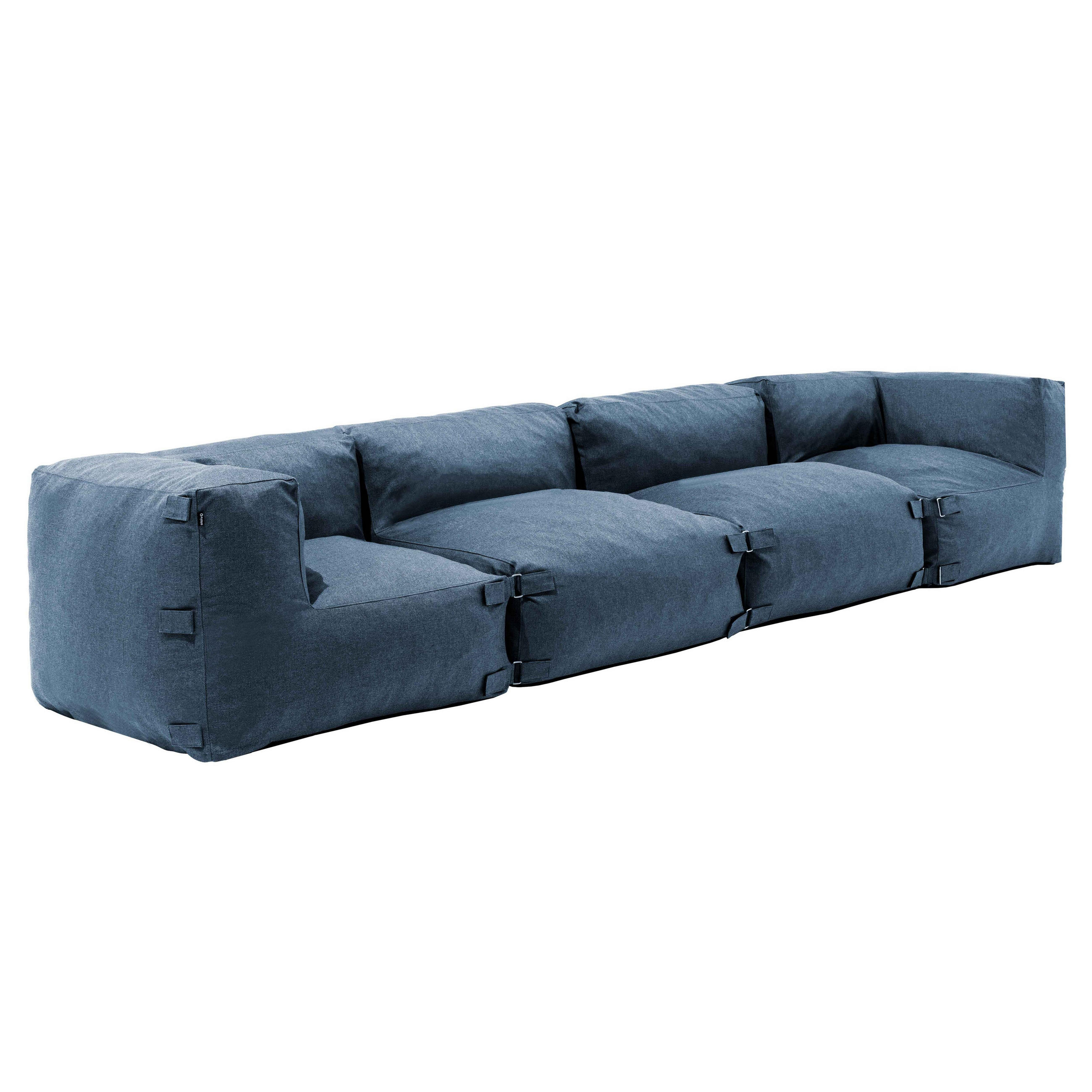 SOFA mit 4 Sitzplätzen, Pazifikblau - Blau, Textil (85/65/340cm) - Oviala