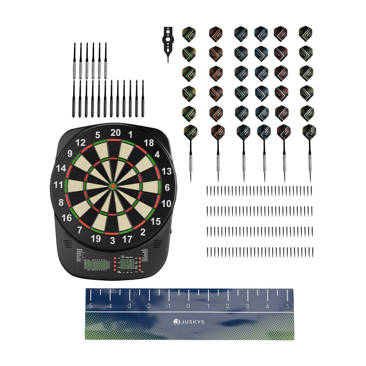 ELEKTRONISCHE Dartscheibe 32 Spiele - Schwarz, Kunststoff (52/3cm) - Juskys