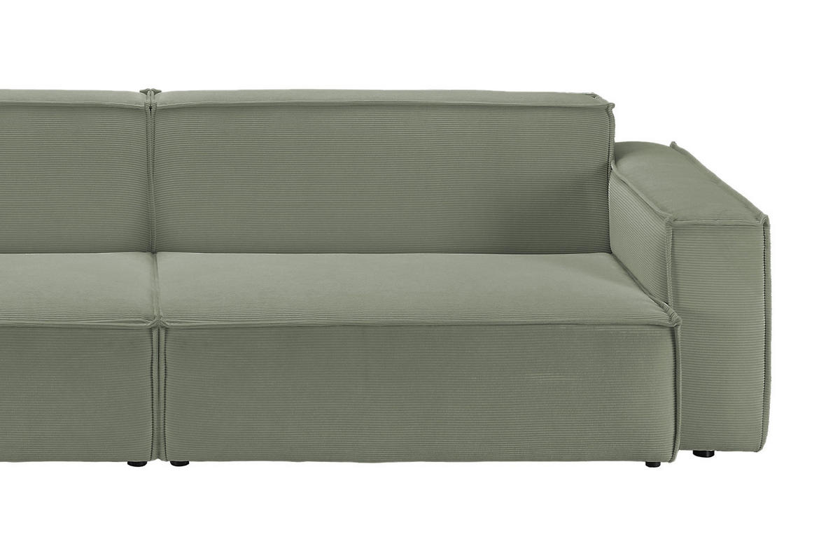 SOFA SAMU Grün Cord - Schwarz/Grün, Textil (236/72/106cm) - KAWOLA