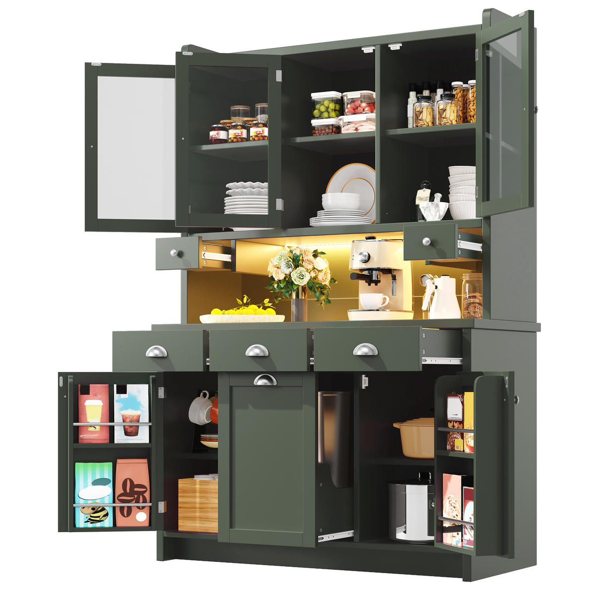 BUFFETSCHRANK Retro Grün 120/40/180 cm - Grün, Holz (120/180/40cm) - PANGIVO