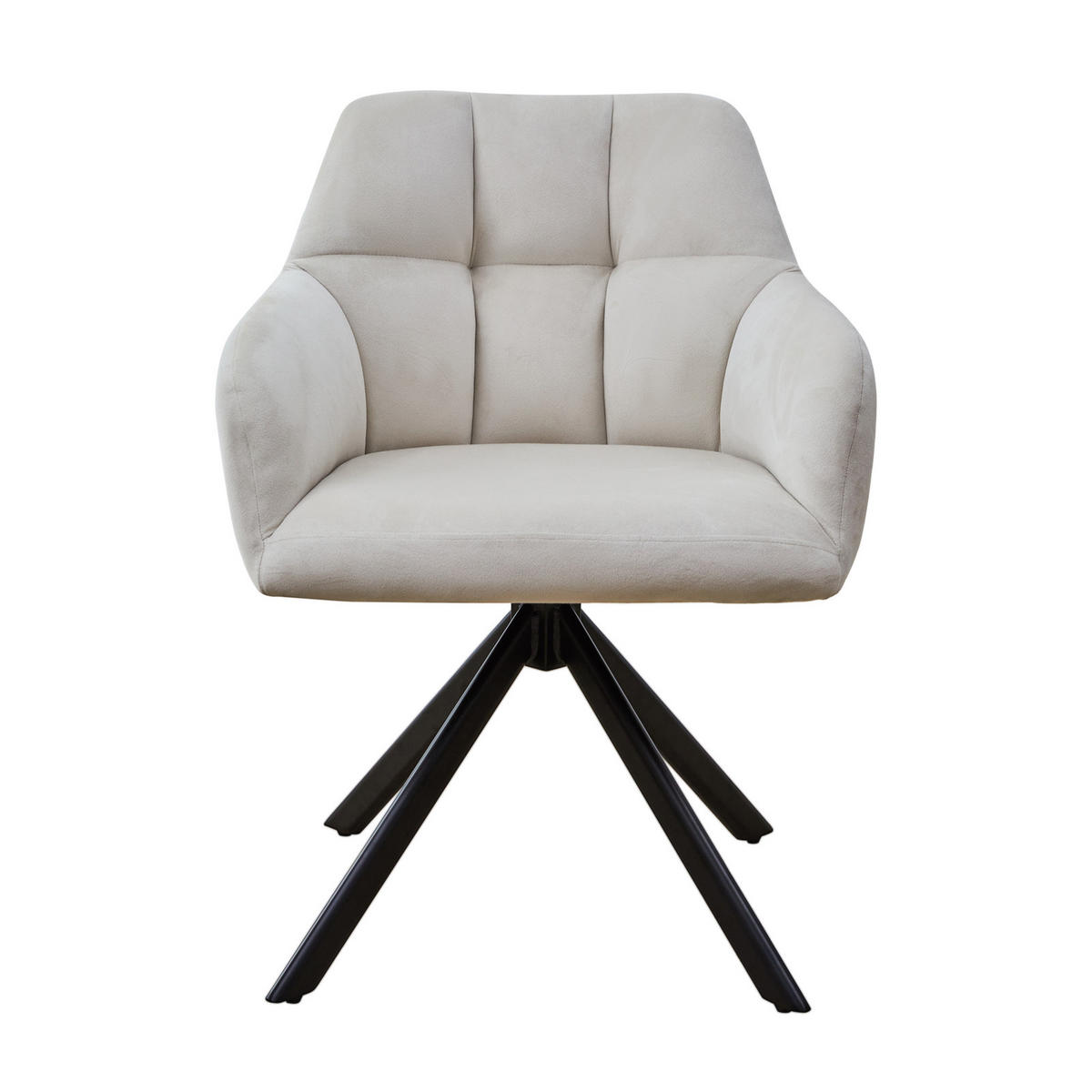 ESSZIMMERSTUHL SORA Samt Creme - Creme/Schwarz, Textil/Metall (55/83/51cm) - SVITA