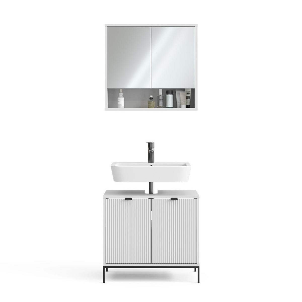 BADMÖBEL-SET Eliza Weiß 2 Teile - Weiß, Holzwerkstoff (70/63/45cm) - Vicco