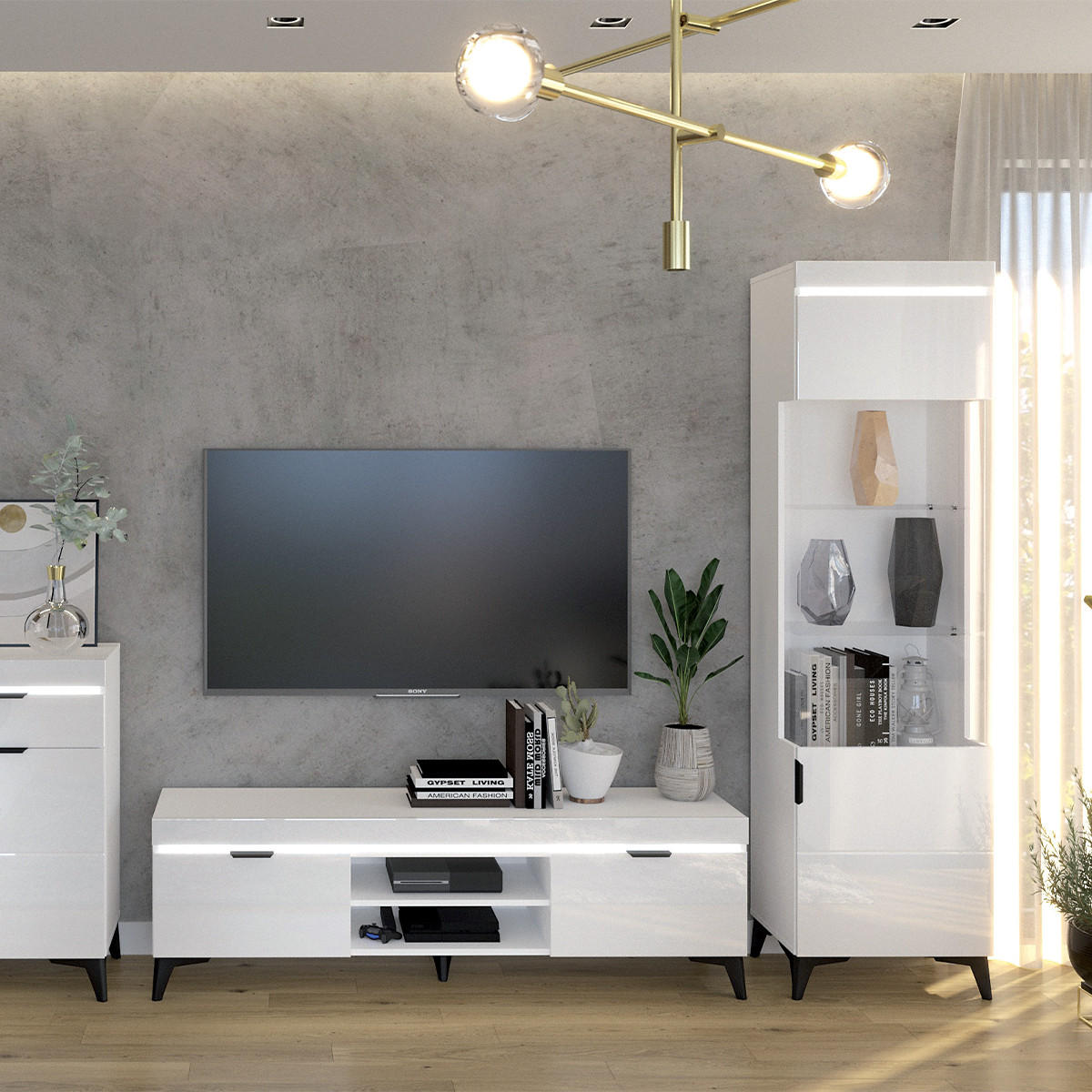 TV-MÖBEL Ruben Weiß - Weiß, Holzwerkstoff (157/48/40cm) - Petits-meubles