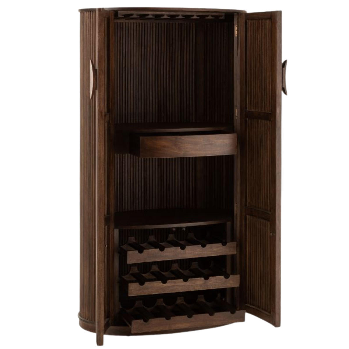 SCHRANK aus Mangoholz - 90,5/57/164 cm - Braun, Holz (57/164/90.5cm) - Calicosy