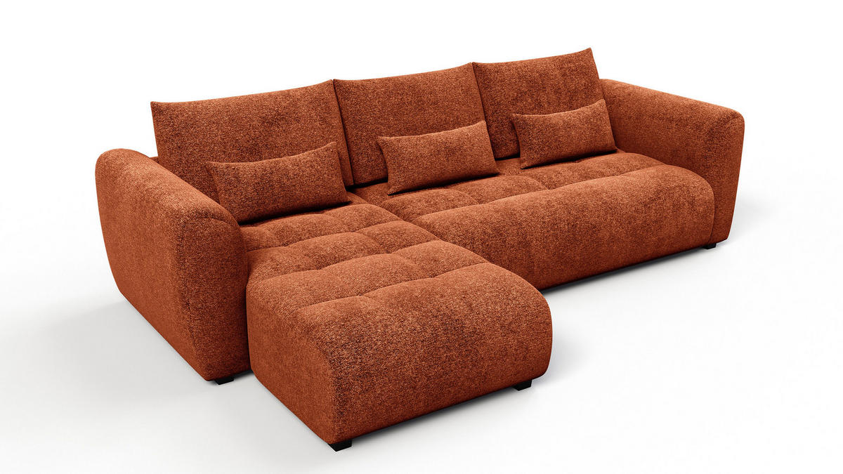 ECKSOFA SORENO 4-Sitzer, orange - Schwarz/Orange, Holz/Textil (293/171cm) - Courtois Laville