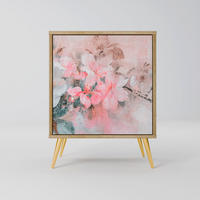 SIDEBOARD CHERRY BLOSSOM, Eichefarben, 57,5x42x75,5 cm, Goldfarbene Metallfüße - Eichefarben/Goldfarben, Holzwerkstoff/Metall (57.5/75.5/42cm) - SpaceRebels