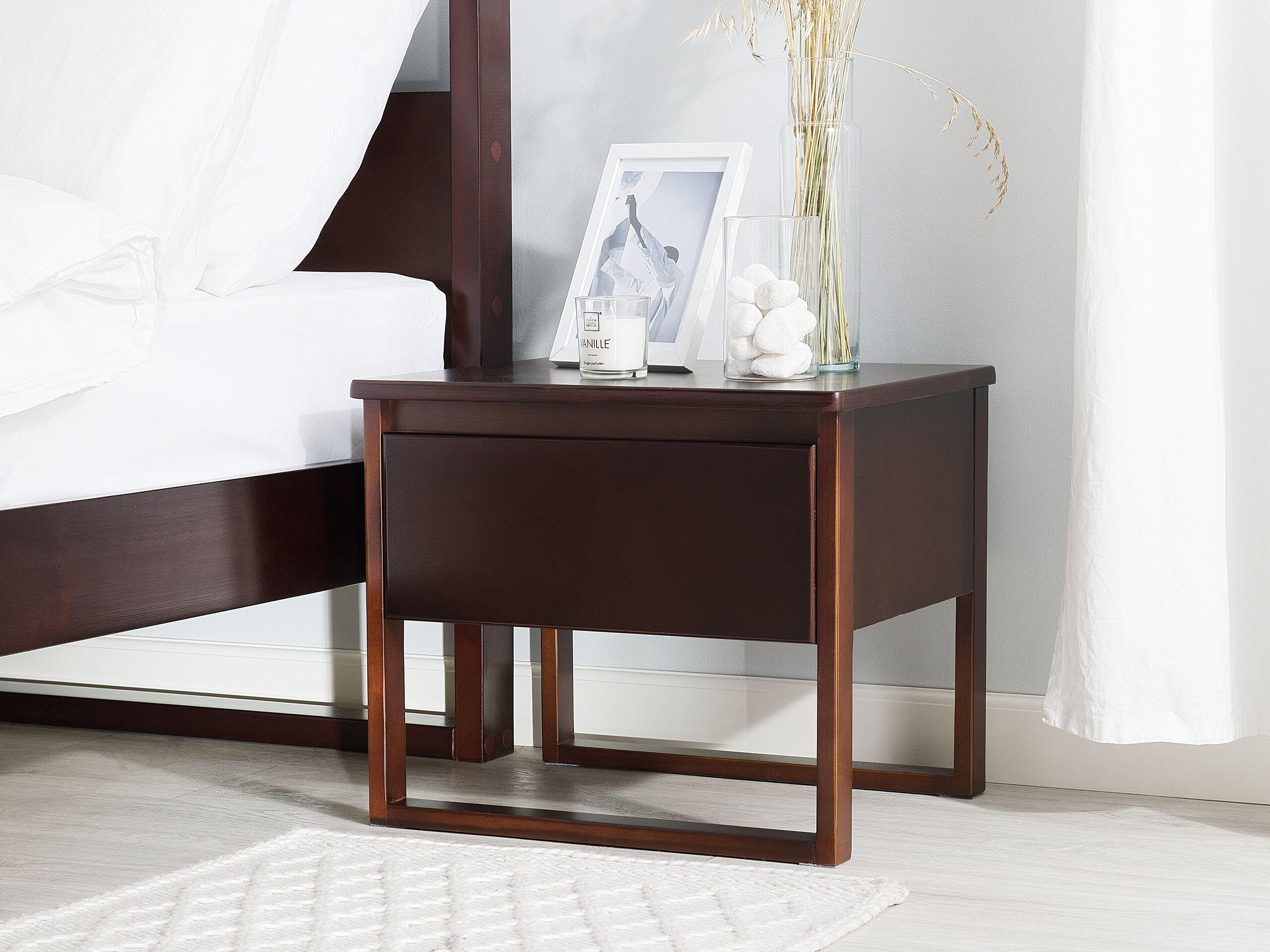 NACHTTISCH Kiefernholz dunkelbraun rechteckig 41/50 cm Giulia - Dunkelbraun, Holz (50/43/41cm) - Beliani