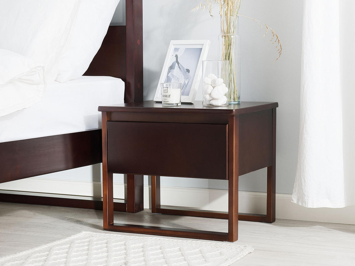 NACHTTISCH Kiefernholz dunkelbraun rechteckig 41/50 cm Giulia - Dunkelbraun, Holz (50/43/41cm) - Beliani