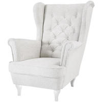 CHESTERFIELD-SESSEL Falco hellbeige mit Weiß Holzbeinen - Beige/Weiß, Holz/Textil (82/102/92cm) - Beautysofa