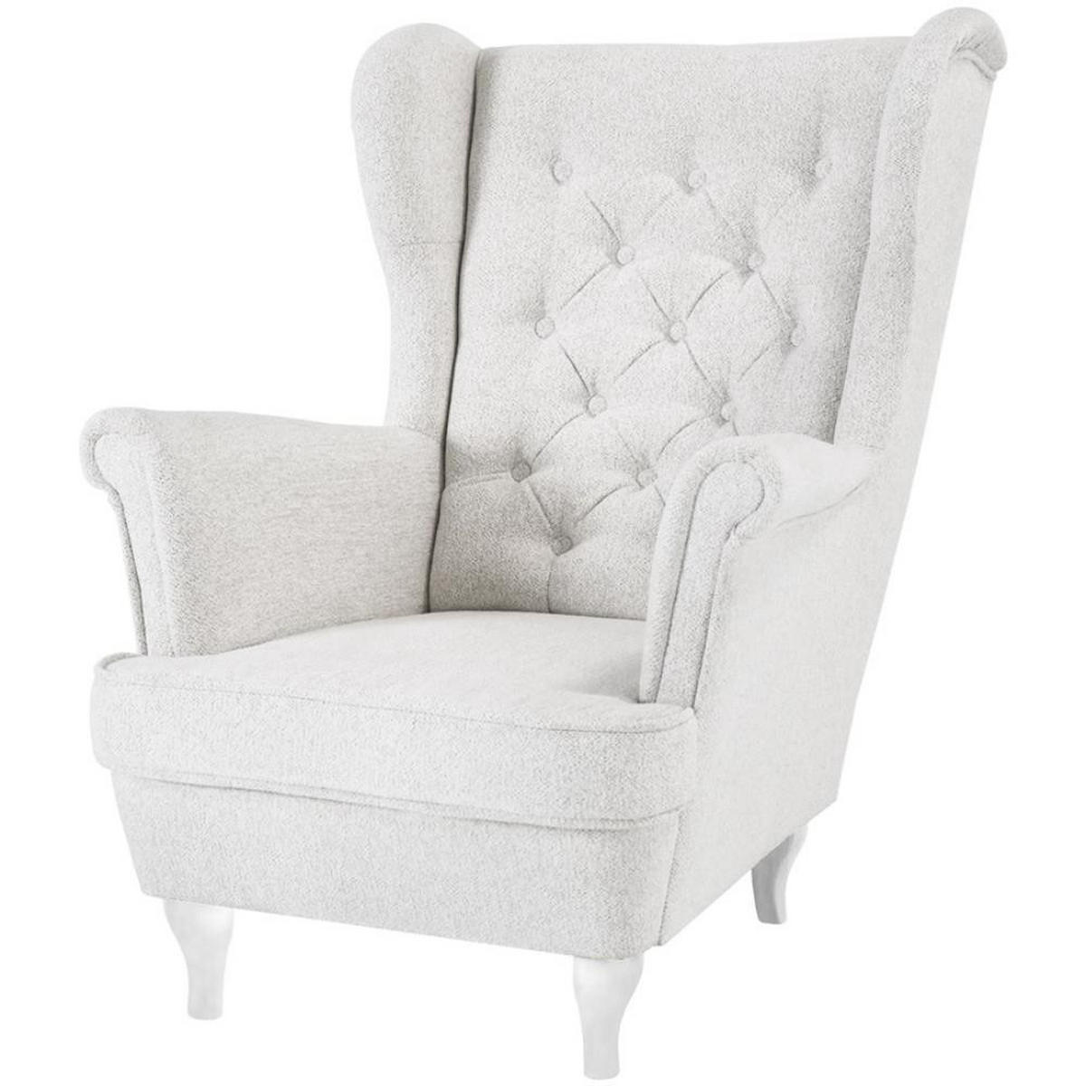 CHESTERFIELD-SESSEL Falco hellbeige mit Weiß Holzbeinen - Beige/Weiß, Holz/Textil (82/102/92cm) - Beautysofa