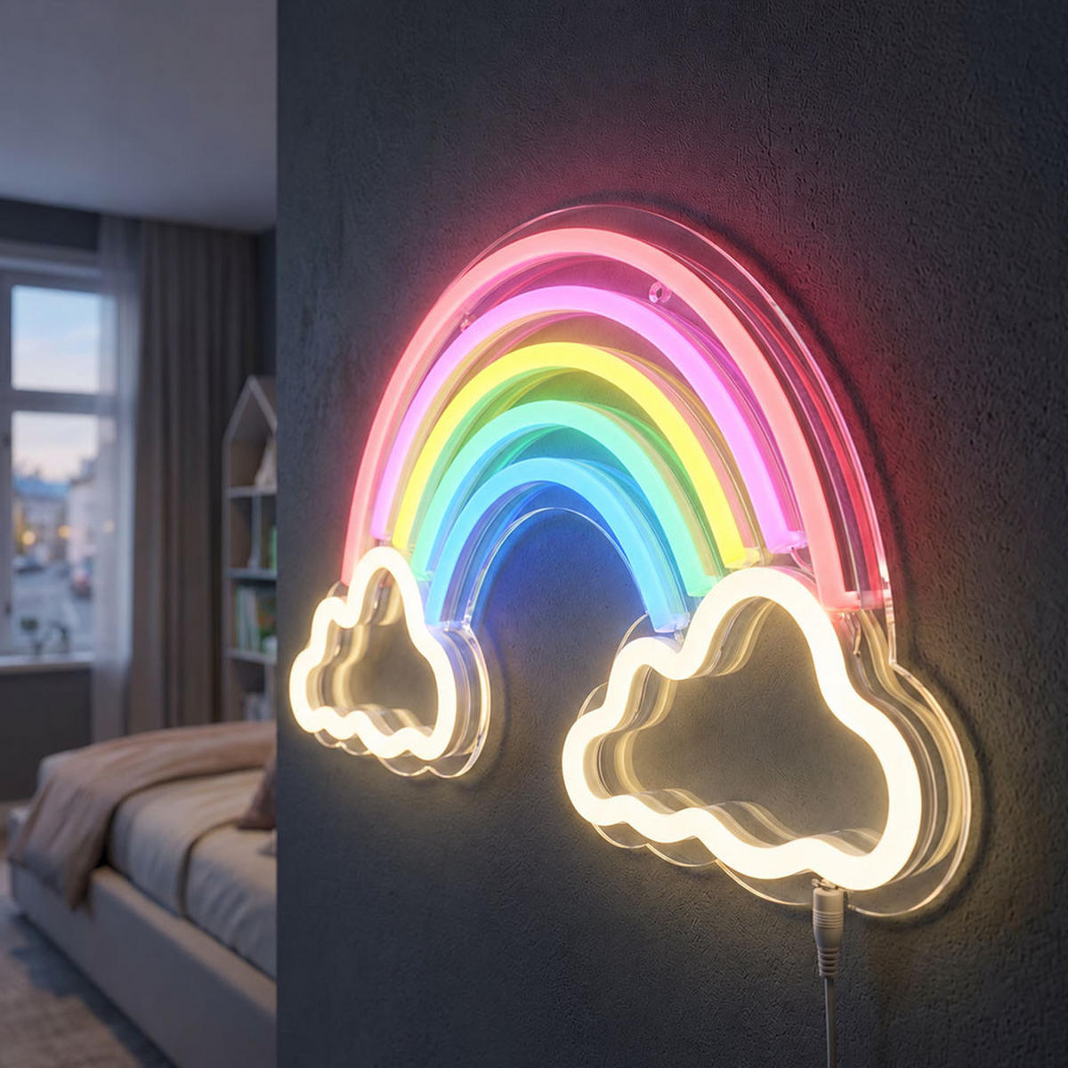 LED KINDERWANDLEUCHTE RAINY Klar Kunststoff - Multicolor, Kunststoff (20/1.6/40cm) - Globo Lighting