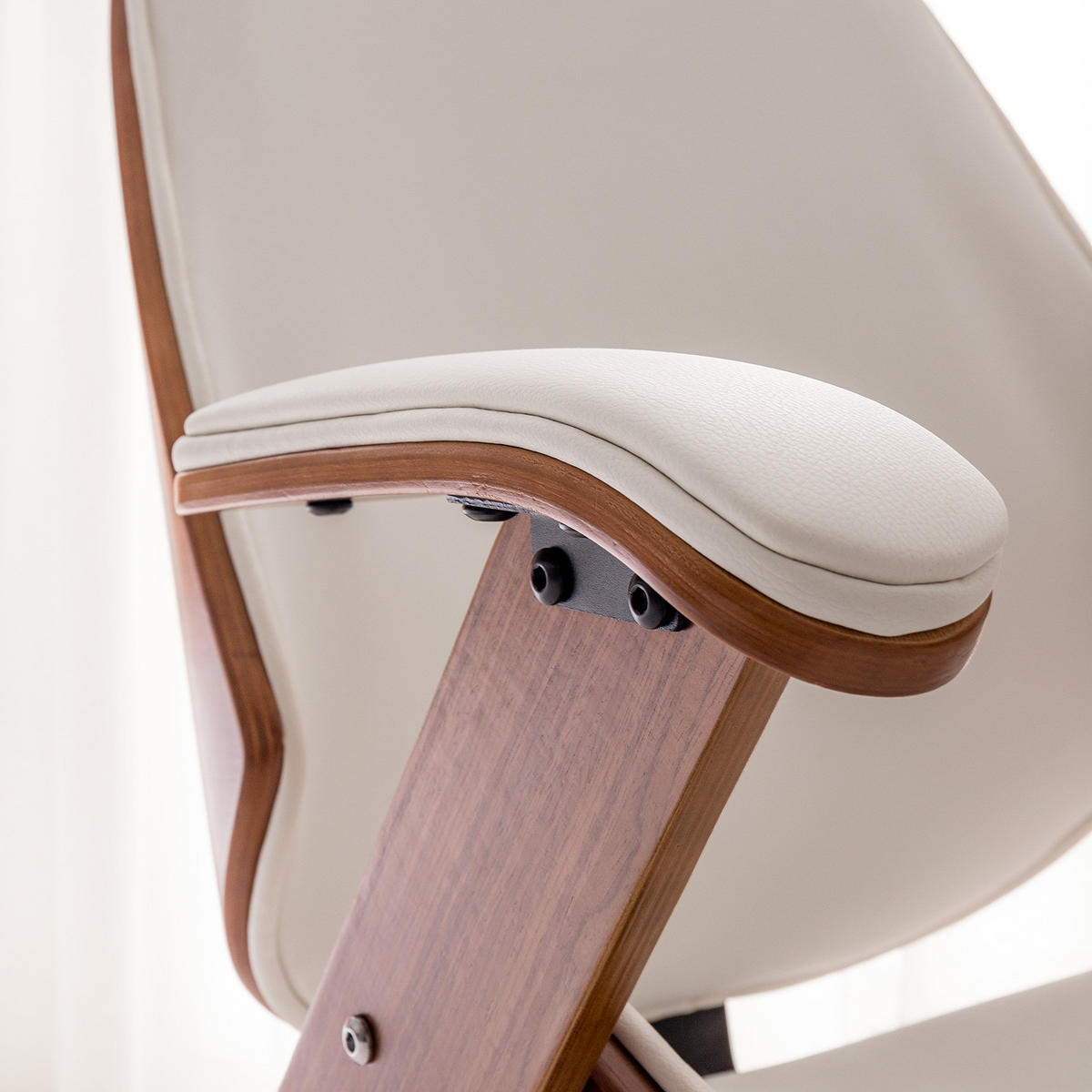 BÜRODREHSTUHL - Kunstleder / Stahl - Walnussfarben/Weiß, Holzwerkstoff/Kunststoff (66/121/71cm) - home24