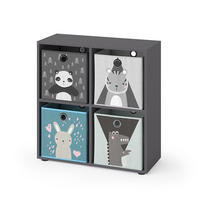 KINDERREGAL Tetra Grau 72.6 x 72 cm mit 4 Faltboxen - Grau, Holzwerkstoff (72.6/72/29cm) - Vicco