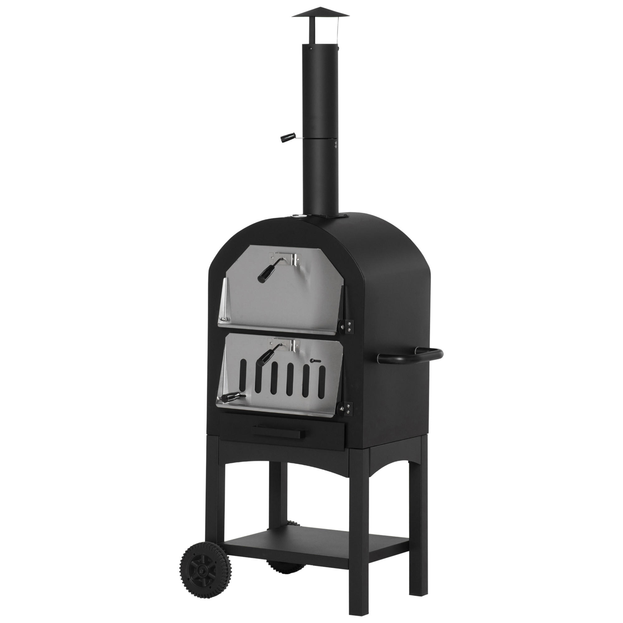 PIZZAOFEN, Kohlenstoffstahl, Schwarz - Schwarz, Metall (54/161/63cm) - Outsunny