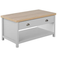 COUCHTISCH grau/heller Holzfarbton rechteckig Clio - Hellbraun/Silberfarben, Holzwerkstoff (55/99/51cm) - Beliani