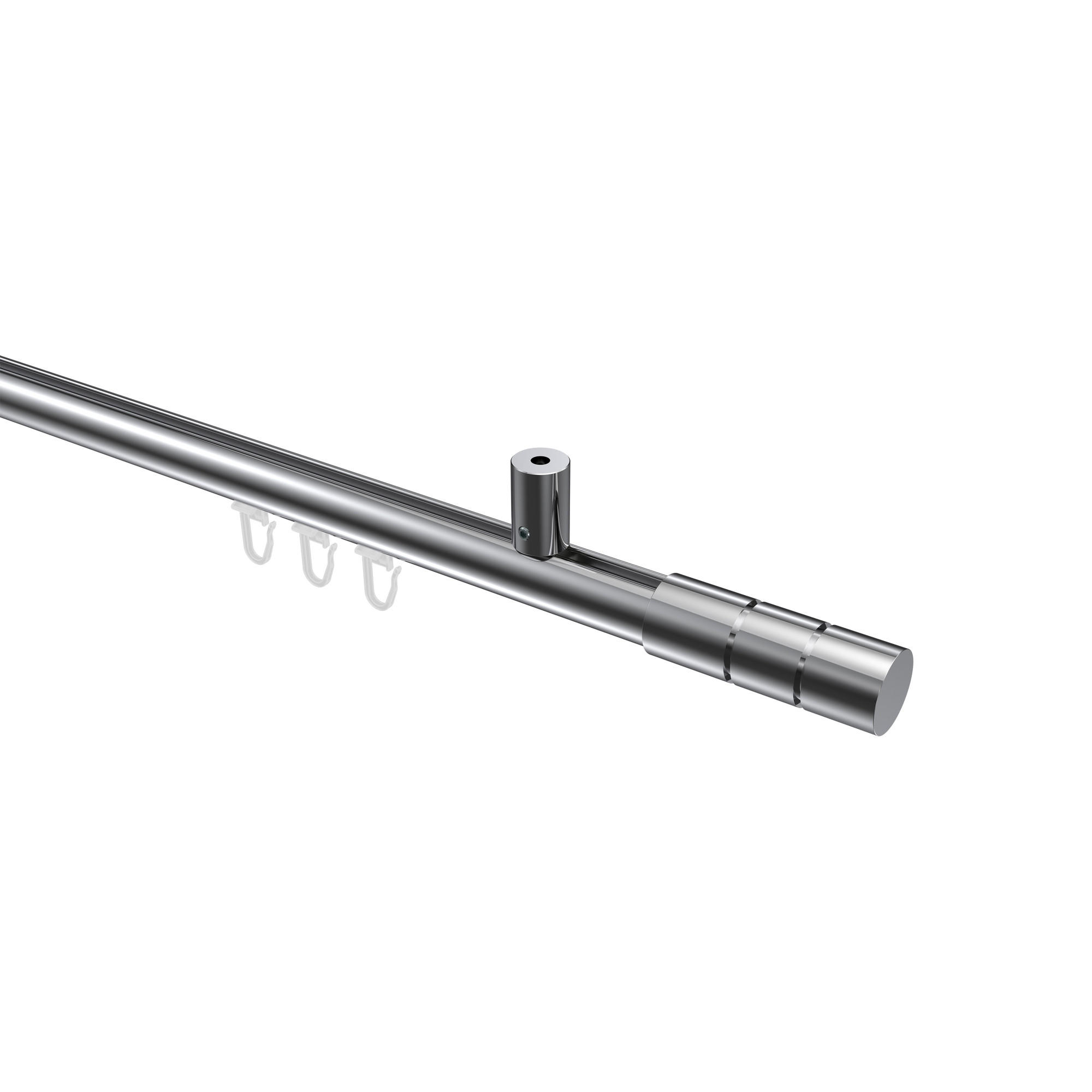 INNENLAUF-GARDINENSTANGEN-SET Sonius Elanto 200 cm, 1-läufig, 20 mm Ø Chrom - Chromfarben, Metall (200cm) - INTERDECO