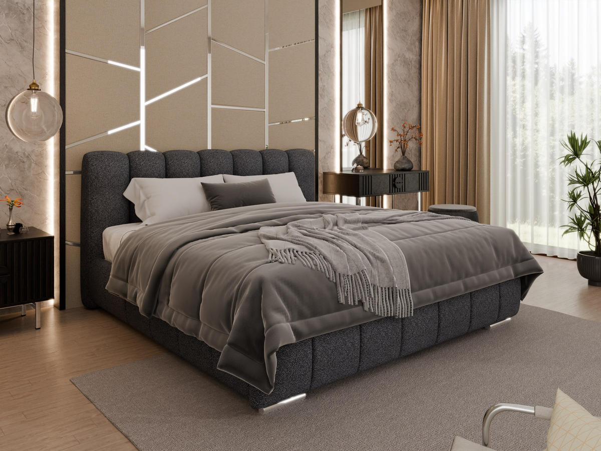 POLSTERBETT Zaira 180x200cm – Elegantes Polsterbett für modernen Wohnstil , ohne matratze, Graphitfarben - Graphitfarben, Holz - Panda Möbel