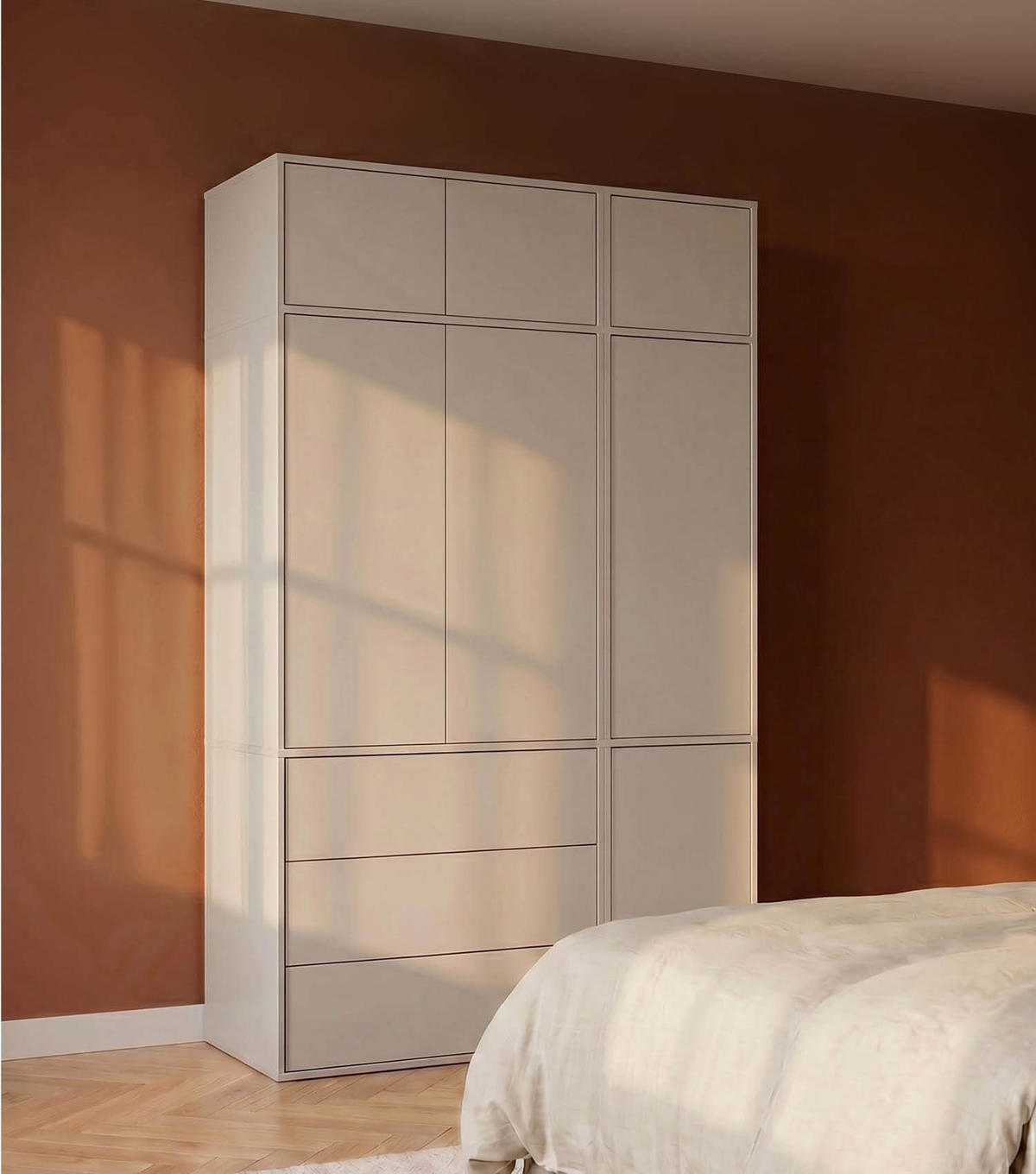KLEIDERSCHRANK Der Robe - Beige, Holzwerkstoff (137/234/58cm) - Mokebo