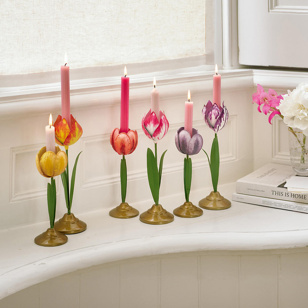KERZENHALTER 2er-Set Tulpe s metal rosa - Rosa, Metall (8.5/26/8.5cm) - Pip Studio