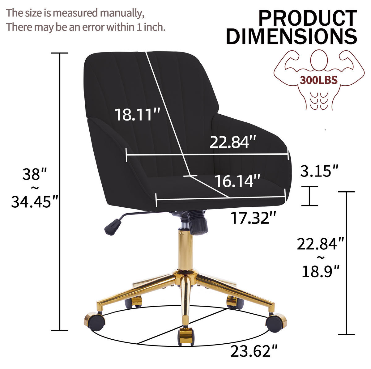 BÜRODREHSTUHL höhenverstellbar Samt Schwarz - Schwarz, Metall (60/97/62cm) - Meubliv