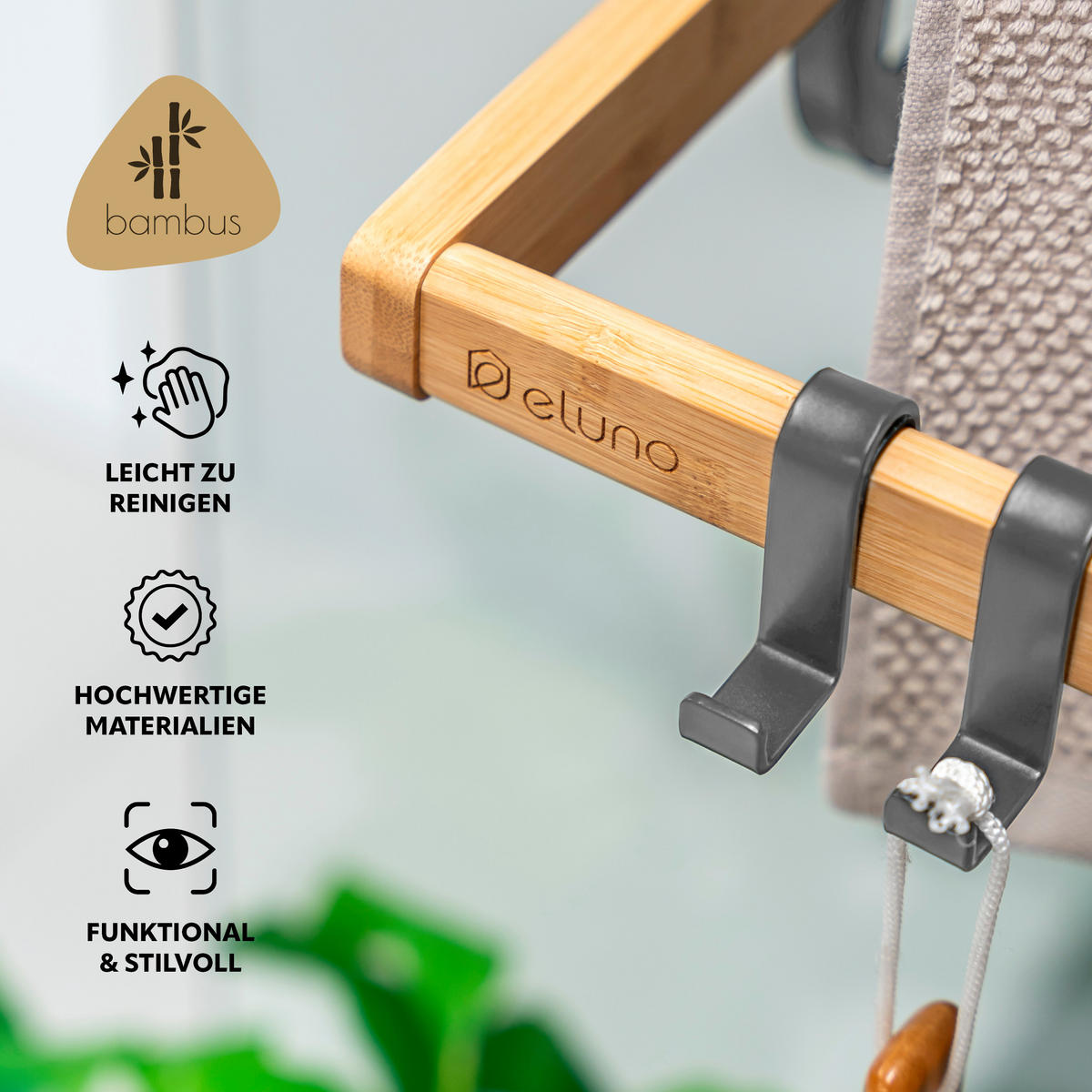 HANDTUCHHALTER für Glasduschwand grau - Grau, Metall (63.5/77.5/17cm) - eluno