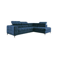 ECKSOFA PABLOS Cloud, L-förmig, Moderne, mit verstellbarem Kopfteil, Schlaf- & Lagermöglichkeiten, freistehend, RECHTS 279x201x97 cm Blue - Blau, Holz/Textil (279/201cm) - DomoHome