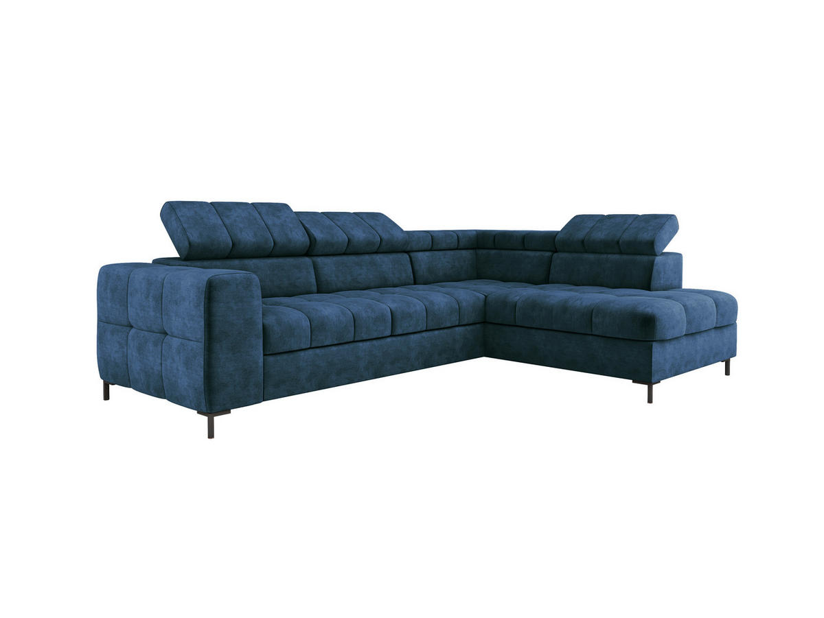 ECKSOFA PABLOS Cloud, L-förmig, Moderne, mit verstellbarem Kopfteil, Schlaf- & Lagermöglichkeiten, freistehend, RECHTS 279x201x97 cm Blue - Blau, Holz/Textil (279/201cm) - DomoHome