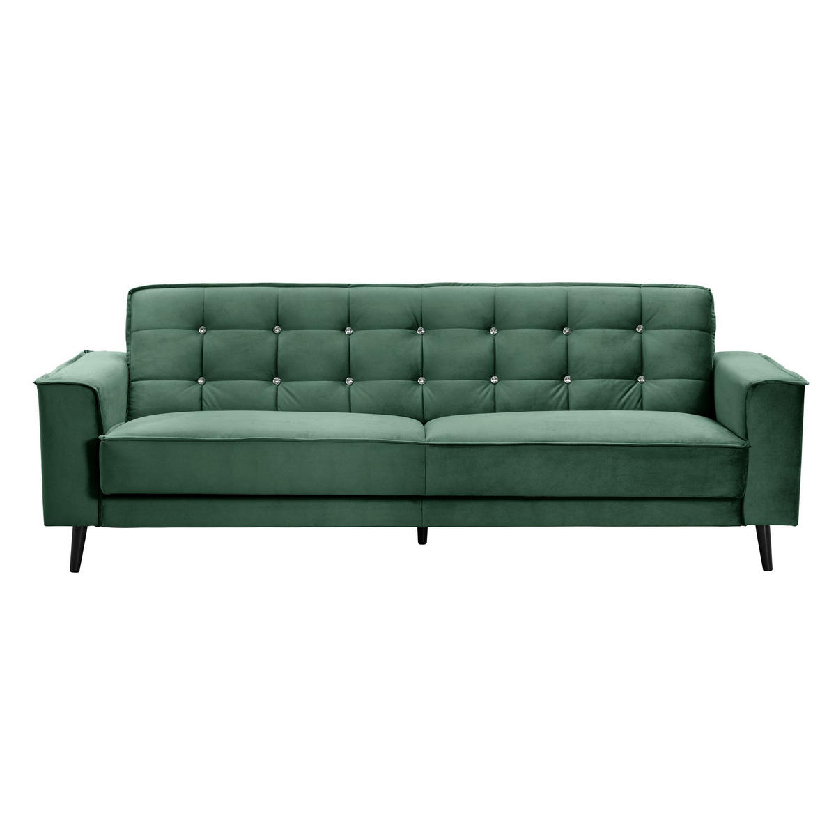 SOFA 3-Sitzer mit Bettfunktion Kaycee Samtvelours grün - Grün, Kunststoff (78/84/240cm) - 58aufmkessel
