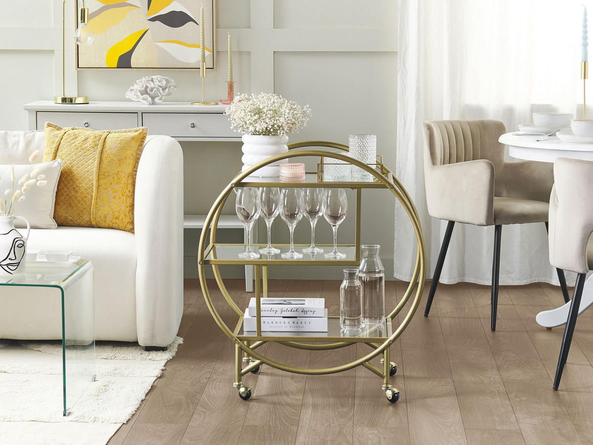 SERVIERWAGEN Gold Colton - Transparent/Goldfarben, Metall (38/79/70cm) - Beliani
