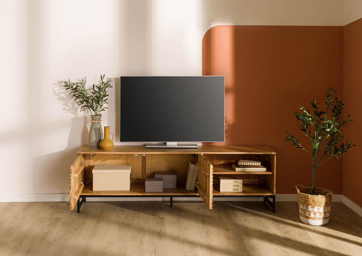 TV-BOARD Akazie 180x40x55 natur lackiert MARRAKESCH #105 - Naturfarben, Holz (180/55/40cm) - Massivmoebel24