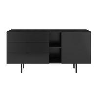 SIDEBOARD Myway, Schwarz, 3 Schubladen, Minimalistisch, 160 cm - Schwarz, Holzwerkstoff/Metall (160/80/41.6cm) - Skandica