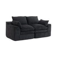 SOFA 2-Sitzer mit Seitentaschen 191 x 94 x 85 cm Cord Schwarz - Schwarz, Kunststoff (94/85/191cm) - Meubliv