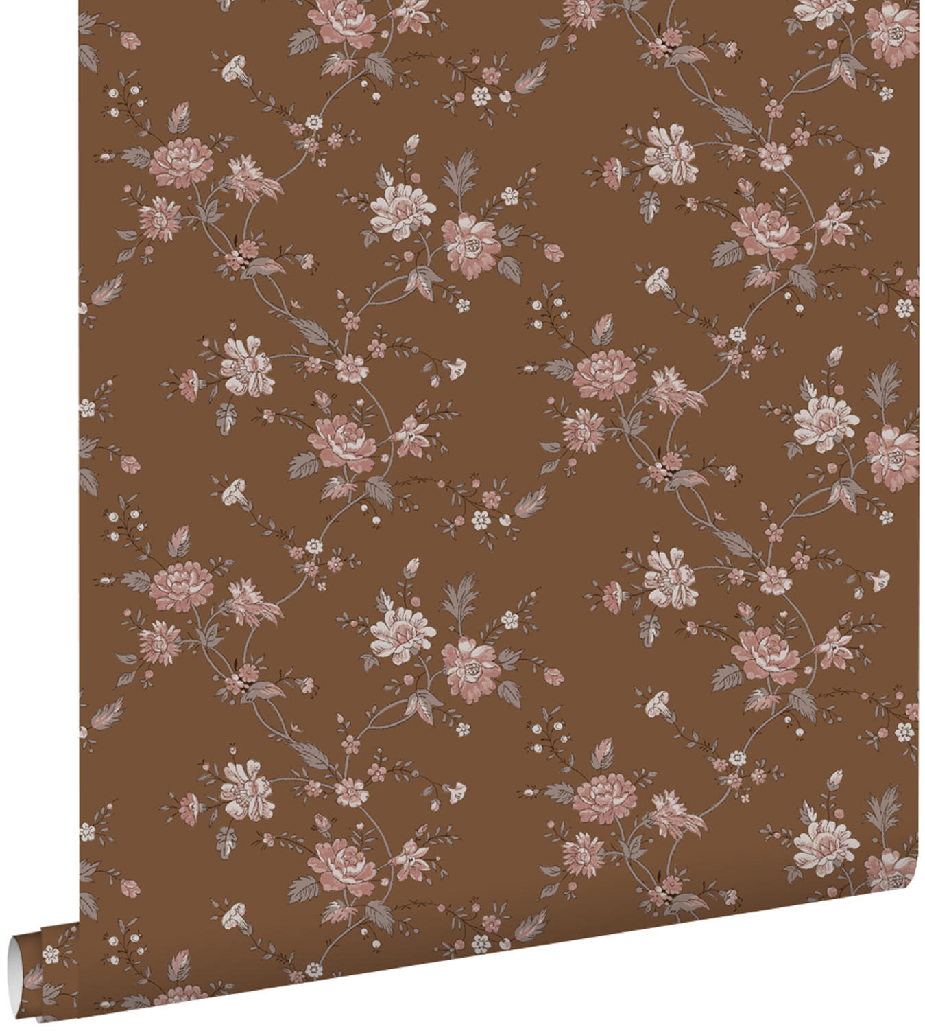 TAPETE Blumen 53 cm x 10.05 m - Braun, Papier (53/1000cm) - ESTAhome