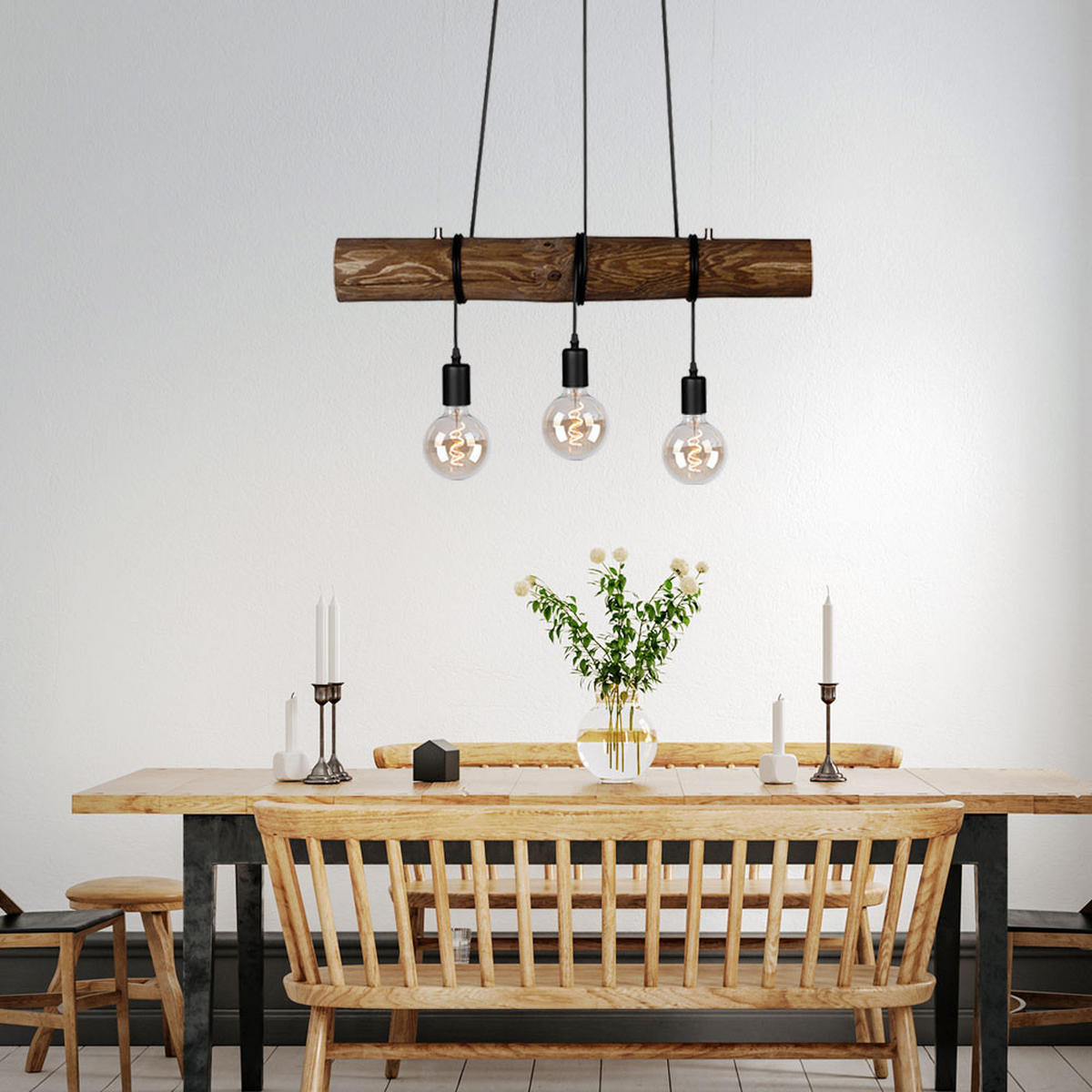 HÄNGELEUCHTE ADINA Holz Metall Braun - Braun, Holz (65/8/140cm)