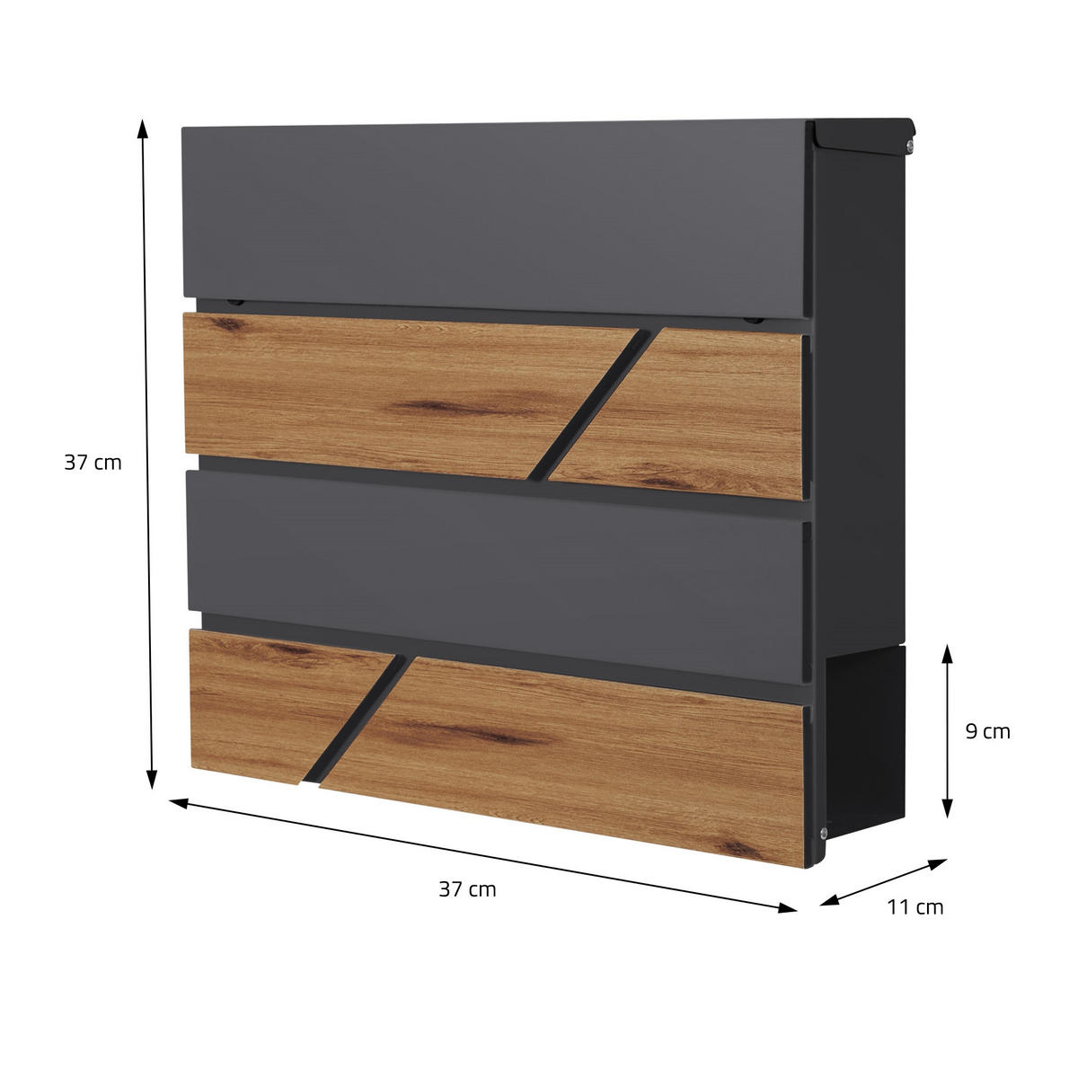 BRIEFKASTEN Anthrazit-Holzoptik mit bepflanzbarem Ständer - Anthrazit, Metall (120cm) - ML-DESIGN