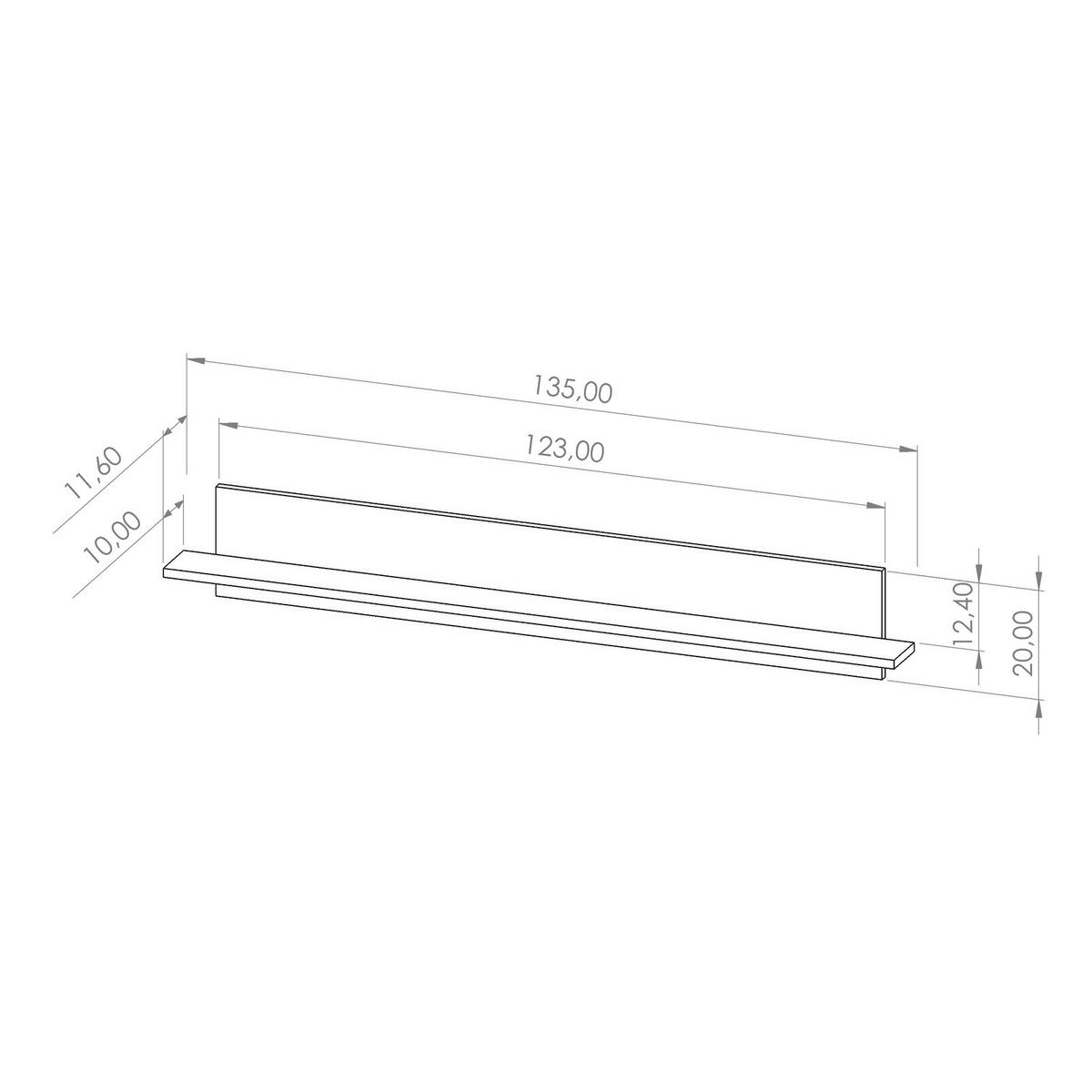 WANDREGAL Nero 135 cm breite - Hellbraun/Schwarz, Holzwerkstoff (135/20/12cm) - Ravio
