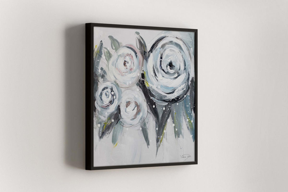 ACRYLBILD HANDGEMALT 60/60 cm - Blau, Holz/Textil (60/60cm) - KUNSTLOFT
