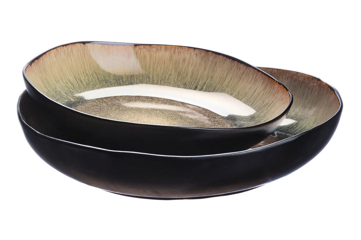 OBSTSCHALE Iris Ø27,5cm und Ø32,5cm - 2er-Set - Wildbraun - Braun, Keramik (6.5cm) - Björn