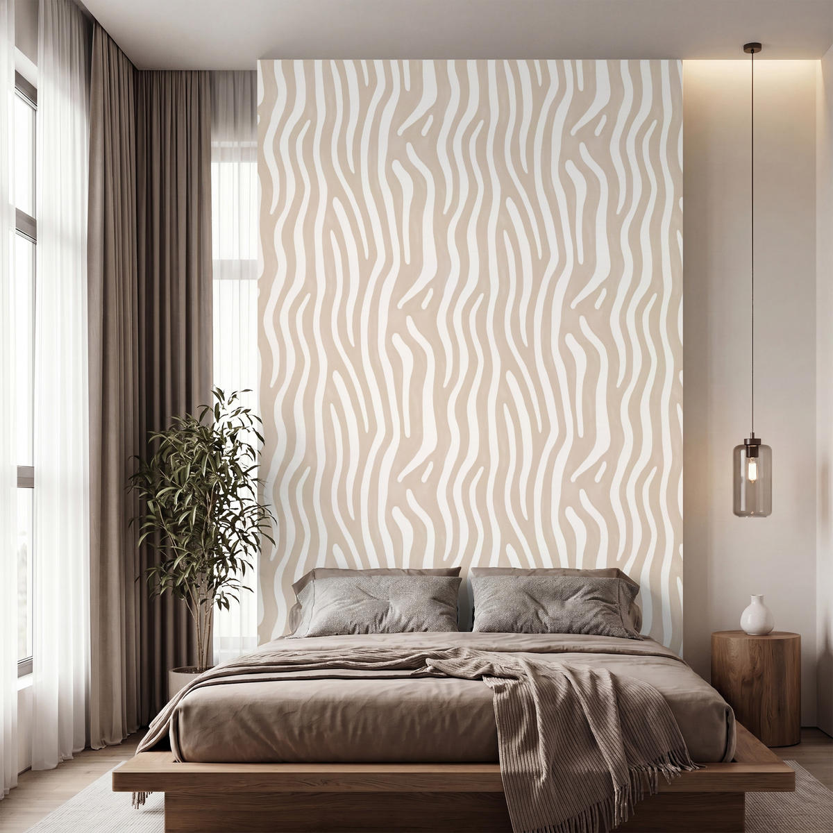 TAPETE - Abstrakt - Zebra - Beige - 180x300 cm - Beige, Papier (180/300cm) - OnlyWow