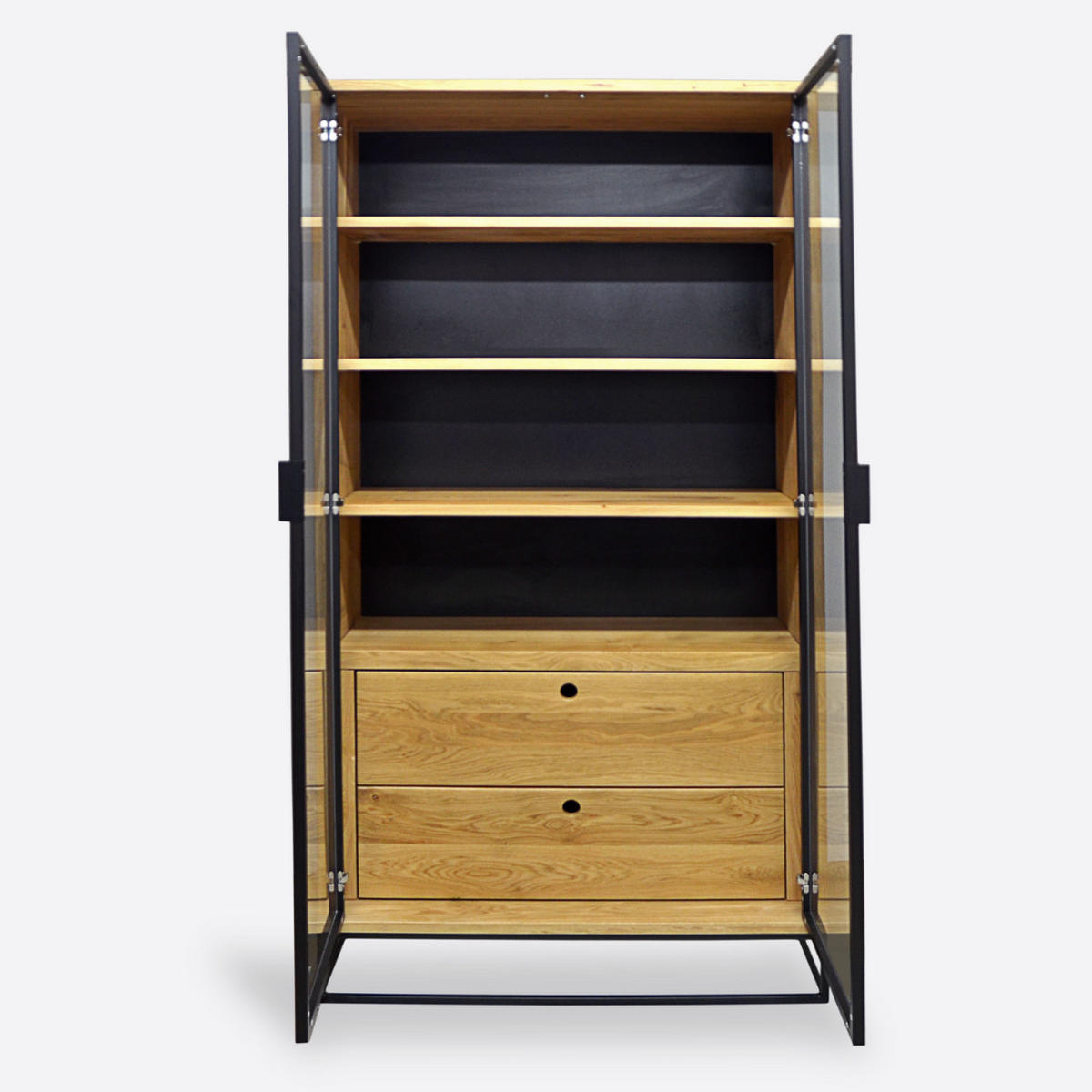 VITRINE Loft aus Massivholz für das Wohnzimmer MERIS II - Eichefarben, Holz (100/190/40cm) - Rawood Furniture