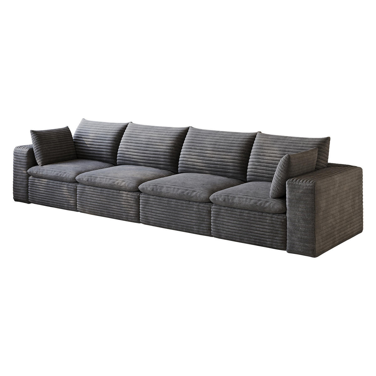 4-SITZER-SOFA DE-34773 mit abnehmbare Polsterung Dunkelgrau - Dunkelgrau, Textil (90/60/340cm) - ComfortXL
