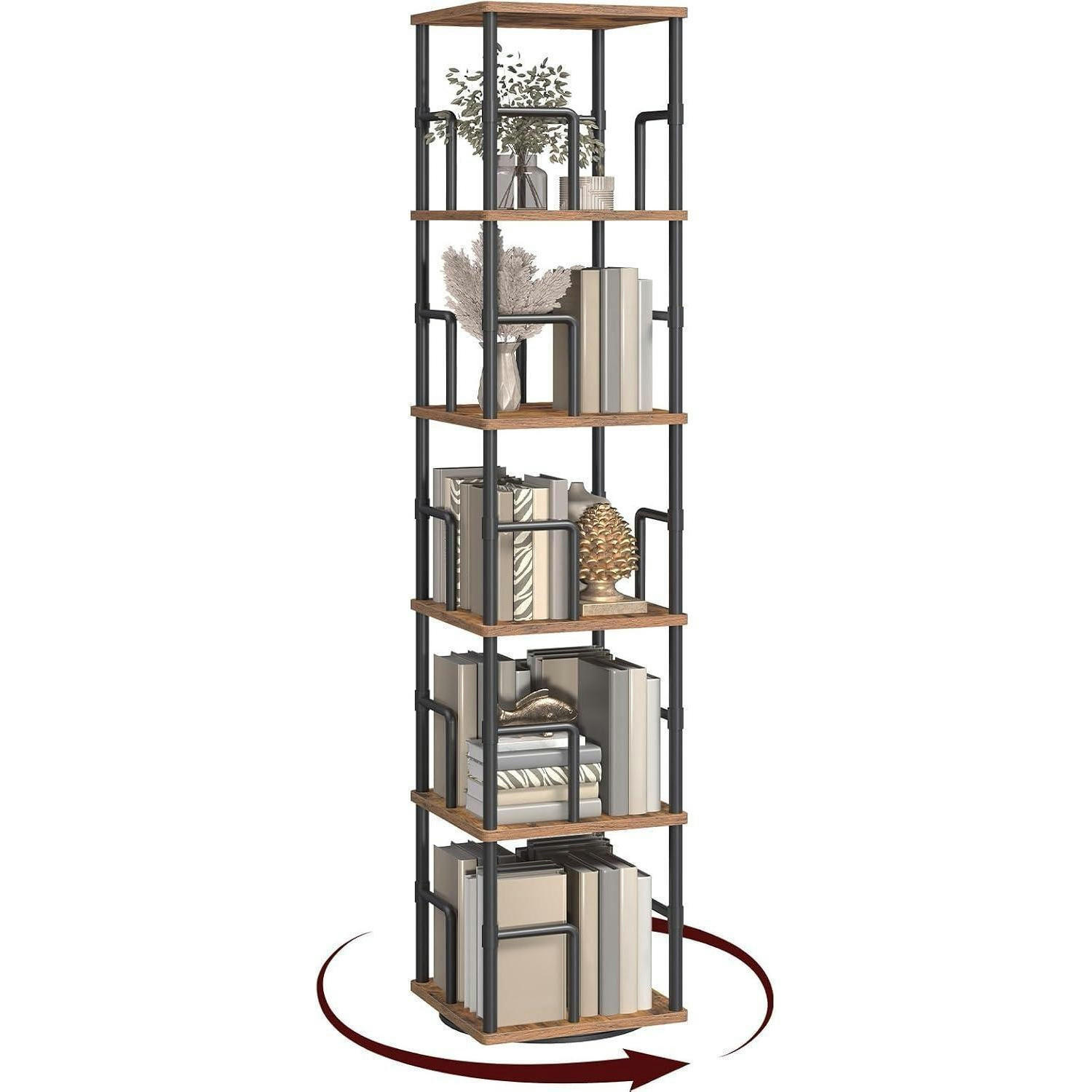 BÜCHERREGAL mit Drehfunktion 5 Ebenen - Braun, Holzwerkstoff (40/160/40cm)