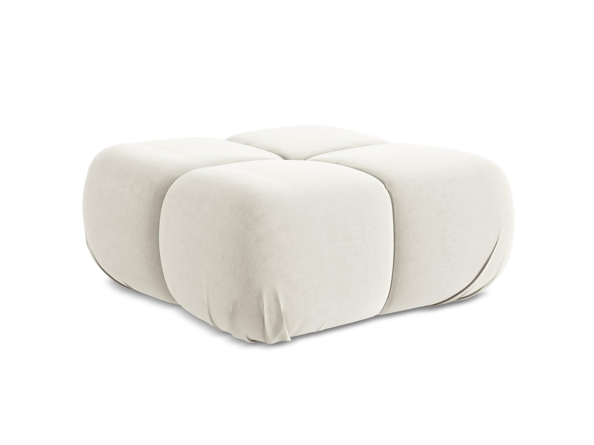 POUF Samt Stoff Beige - Beige/Creme, Kunststoff/Textil (95/41/95cm) - Makamii