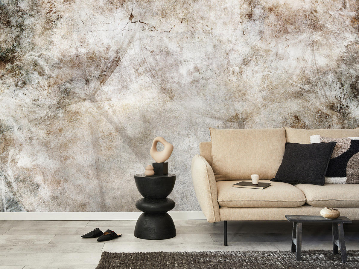 FOTOTAPETE Löwenzahnsamen Beton Retro Stil 150x105 - Beige/Braun, Papier (150/105cm) - Muralo