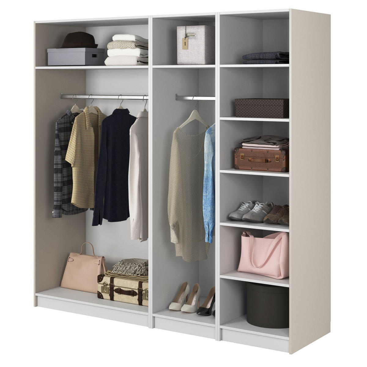 KLEIDERSCHRANK Frame Greige 200 cm - Taupe/Goldfarben, Holzwerkstoff/Metall (200/200.5/57cm) - Selsey