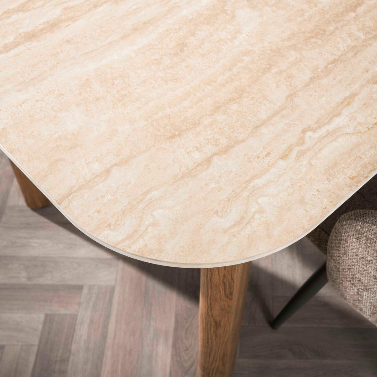 ESSTISCH ROMANO CURVO Beige Keramiktisch mit geschwungenen Beinen 180cm - Beige, Keramik (180/90/76cm) - alesvelt