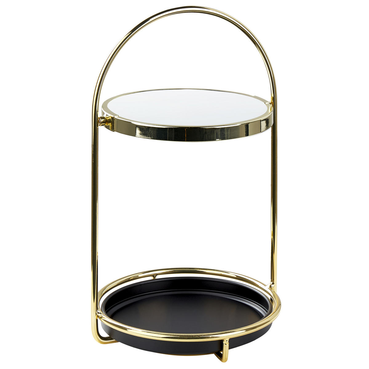 KOSMETIKSPIEGEL 15 cm gold/schwarz Indre - Goldfarben/Schwarz, Metall (17/29/17cm) - Beliani