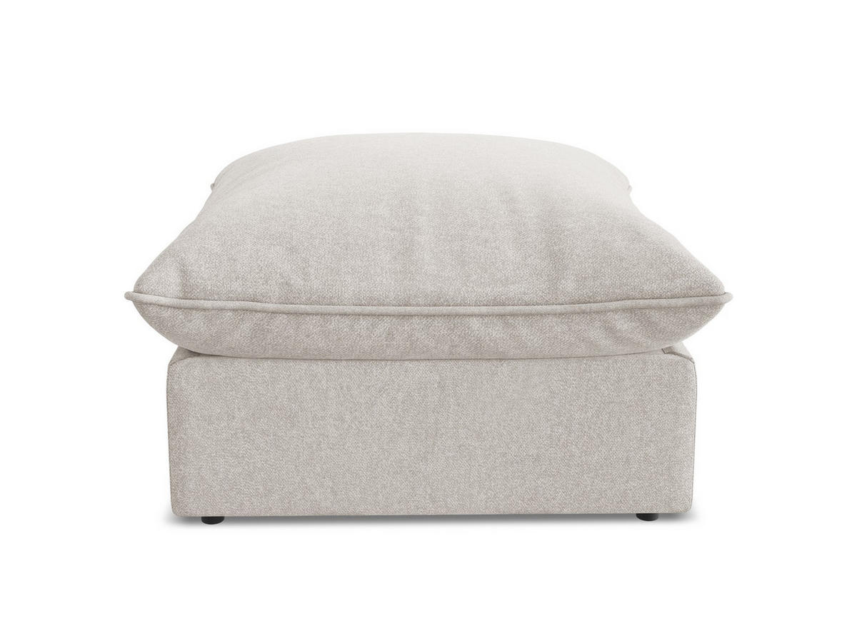 POUF Samt Stoff Beige - Hellbraun/Schwarz, Holzwerkstoff/Kunststoff (75/45/75cm) - Makamii