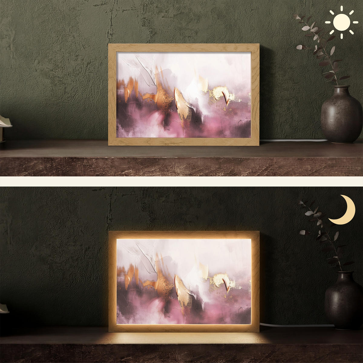 STOLNÍ LAMPA Fialová - abstraktní - barva - zlatá 30x20 cm - barva baltimore, kompozitní dřevo (8/30/20cm) - OnlyWow