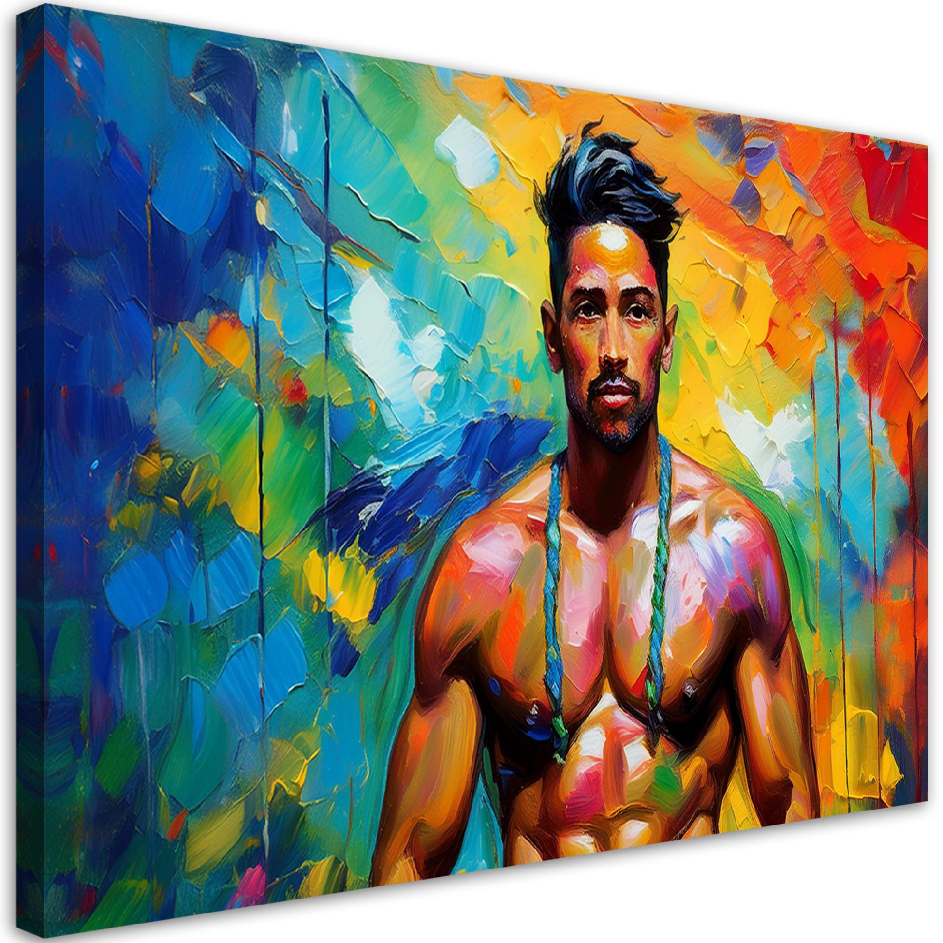 WANDBILD mann abstrakt bunt - Multicolor, Textil (60/40cm) - Feeby